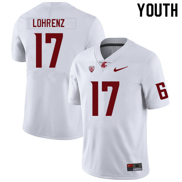 Youth #17 Justin Lohrenz Washington State Cougars College Football Jerseys Sale-White - Click Image to Close